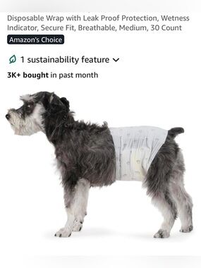 Amazon White Disposable Dog Belly Wraps with Leak-Proof Absorbency- Sealed